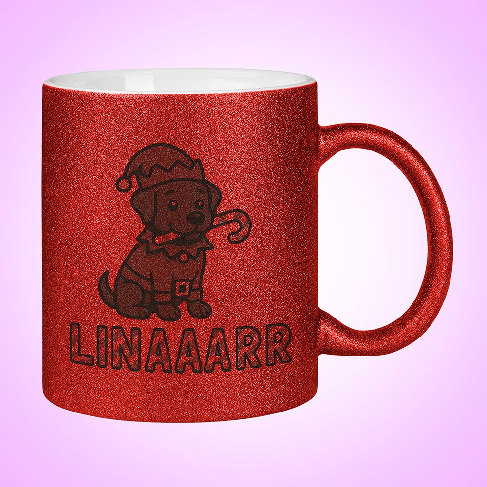 Weihnachtself Glitzertasse